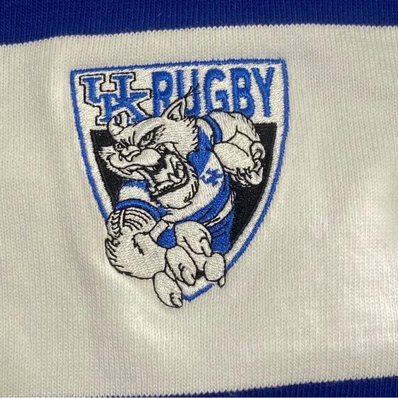 University of Kentucky Rugby Blue and White Striped Heavy LS Polo - Picture 2 of 5